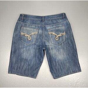 Vintage Avirex Jean Shorts‎ Mens 40 Blue Embroiderd Hip-Hop Bermuda Pockets